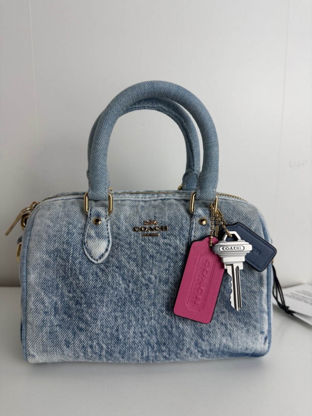 NWT Coach Mini Rowan Bag in Loved Denim
